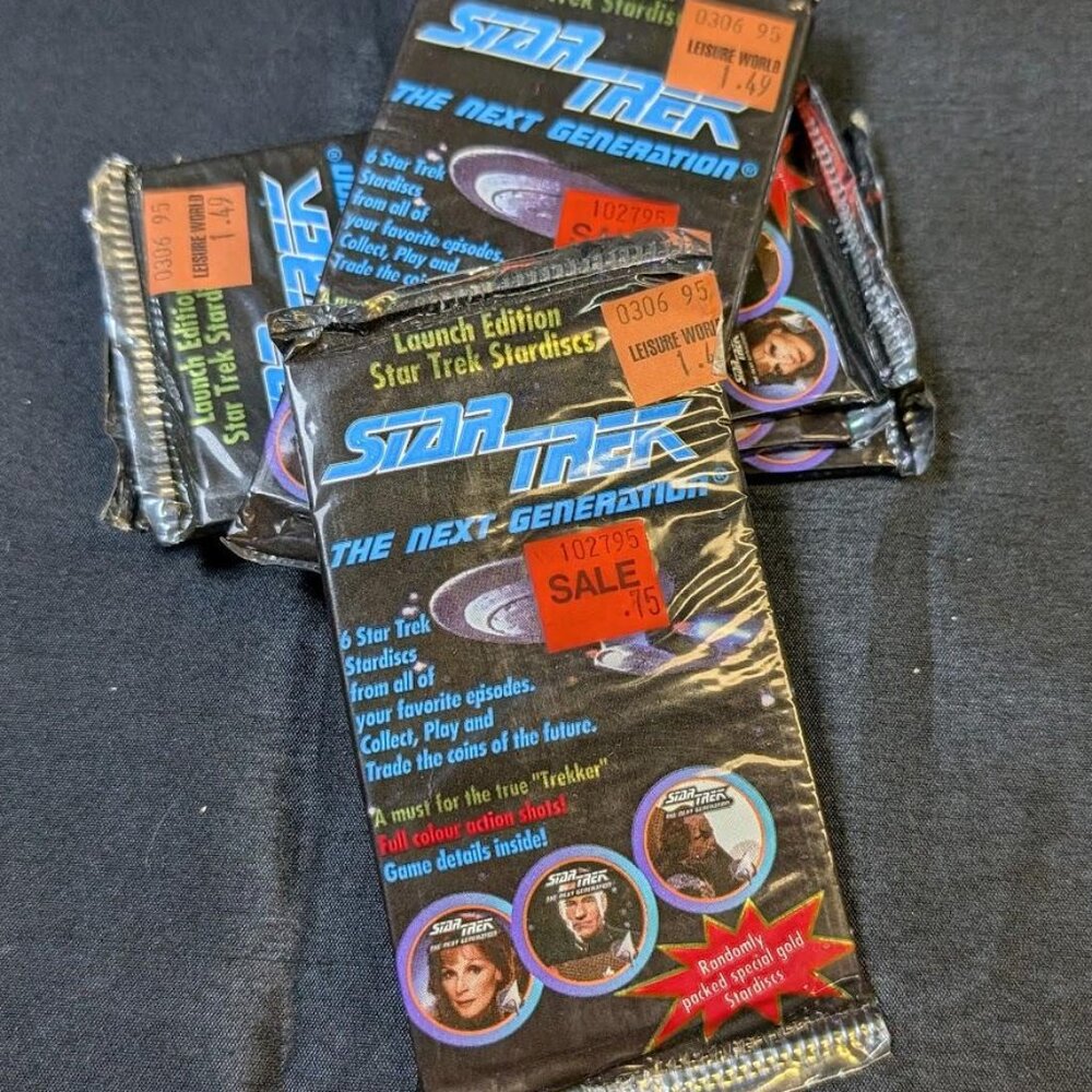 3 for $20 Star Trek Stardiscs vintage sealed pack pog milk caps | TNG